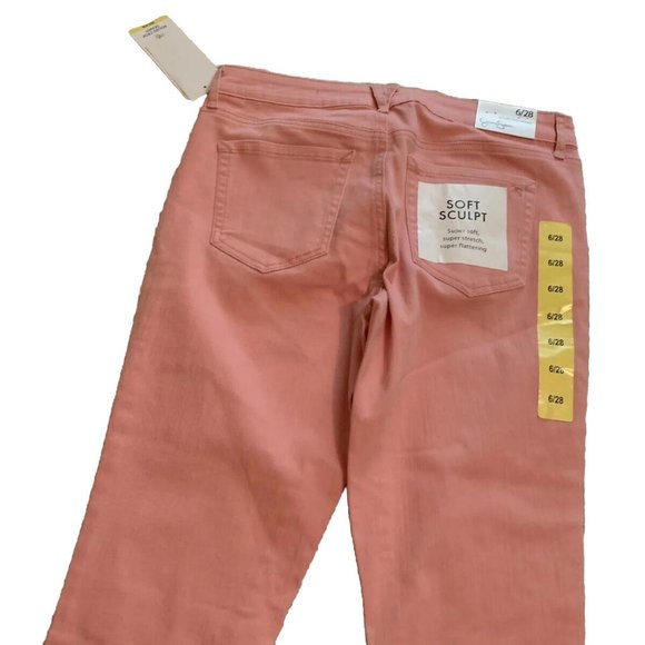 Jessica Simpson Rolled Crop Rosette Wash Skinny 6 / 28 Pink Denim Jeans - Picture 7 of 7